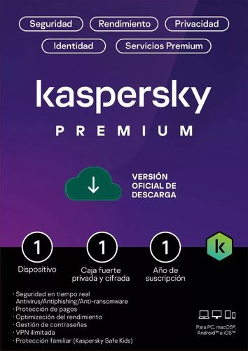 ESD Kaspersky Premium 1 Disp 1 Cuenta KPM 1 año
