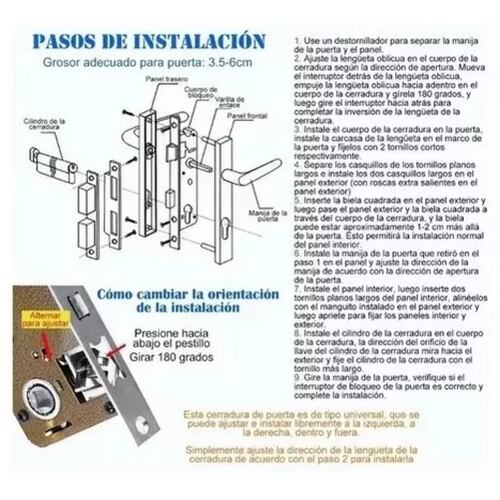 Cerradura Para Puerta Chapa Silenciosa De Acero Inoxidable