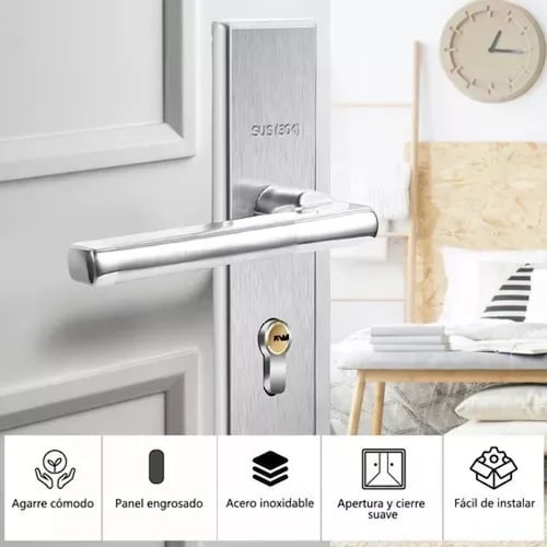 Cerradura Para Puerta Chapa Silenciosa De Acero Inoxidable