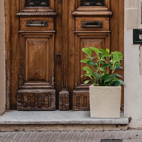 AGBOX Maceta Jardinera Cuadrada Efecto Ladrillo STRATA Gris AG-GN687STONE.