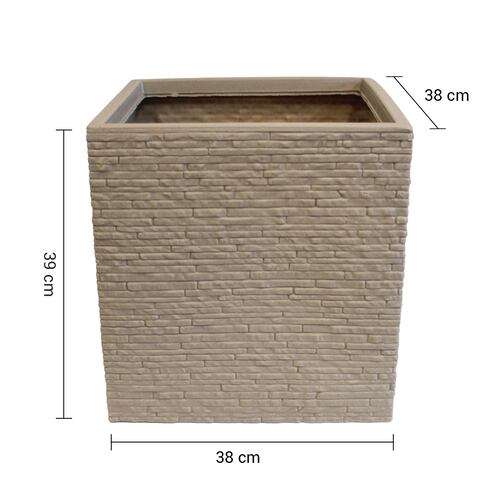 AGBOX Maceta Jardinera Cuadrada Efecto Ladrillo STRATA Gris AG-GN687STONE.
