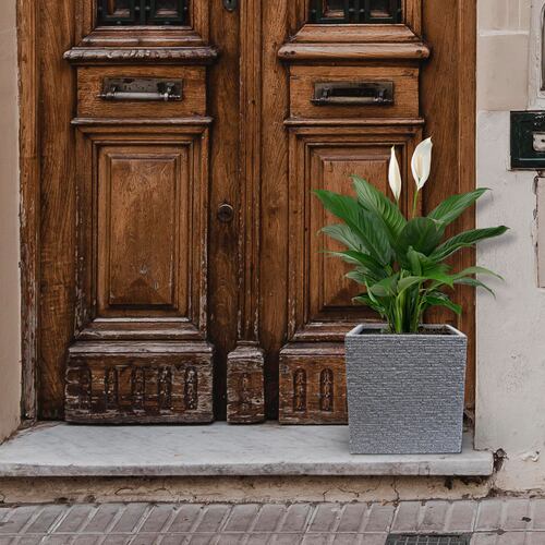AGBOX Maceta Jardinera Cuadrada Efecto Ladrillo STRATA AG-GN687ASH