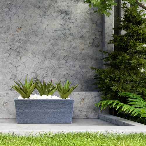 AGBOX Maceta Jardinera Rectangular Efecto Ladrillo Strata Beige AG-GN576ASH