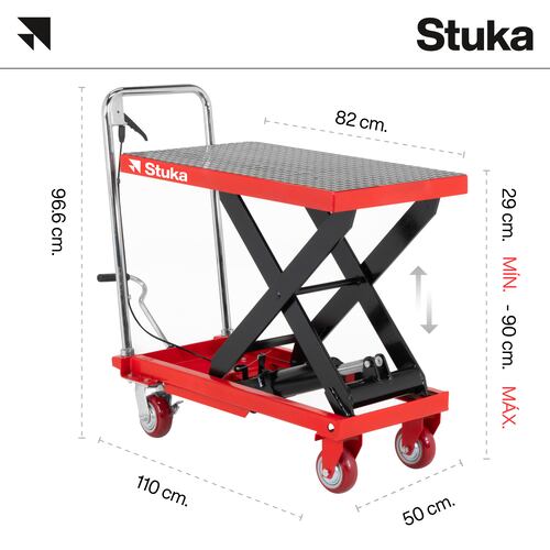 Mesa de Elevación Hidraulica Stuka Automotriz de1/2 Tonelada con Base Antiderrapante