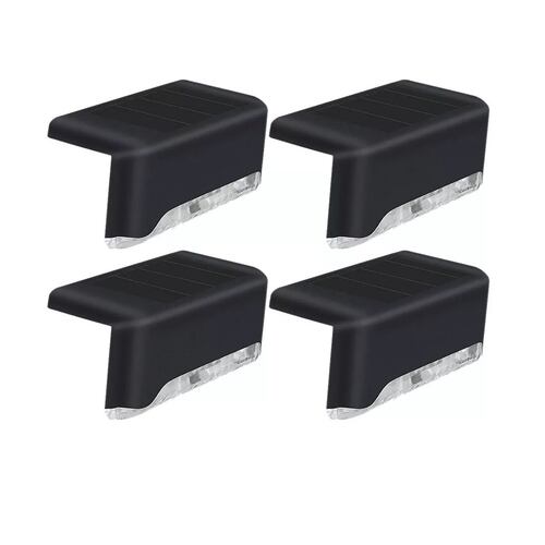 4 Pcs Lámpara Luz Solar Exterior Jardín Escalera Tierra Led Negra