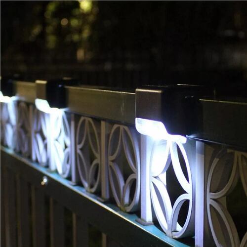 4 Pcs Lámpara Luz Solar Exterior Jardín Escalera Tierra Led Negra