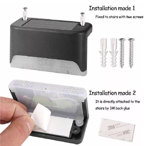 4 Pcs Lámpara Luz Solar Exterior Jardín Escalera Tierra Led Negra