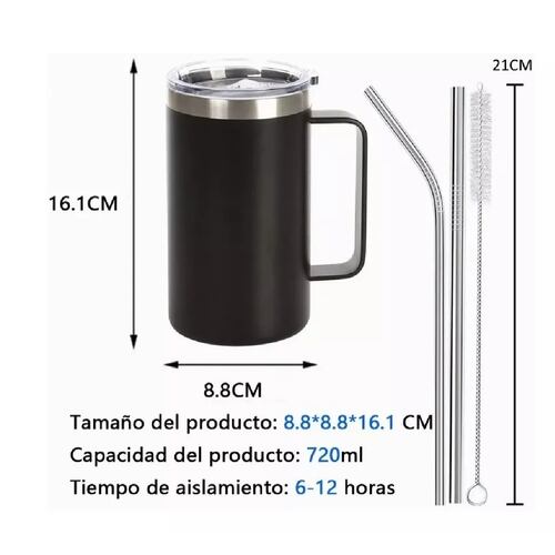 30oz Termo Portátil De Acero Inoxidable Calor Y Frío Taza Negro