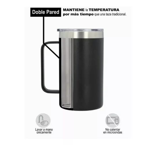 30oz Termo Portátil De Acero Inoxidable Calor Y Frío Taza Negro