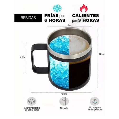 30oz Termo Portátil De Acero Inoxidable Calor Y Frío Taza Negro