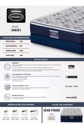 Paquete De 2 Colchones Matrimonial America Bilbao