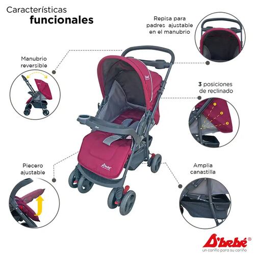 Carriola D`Bebe Travel System Star Baby Rosa.
