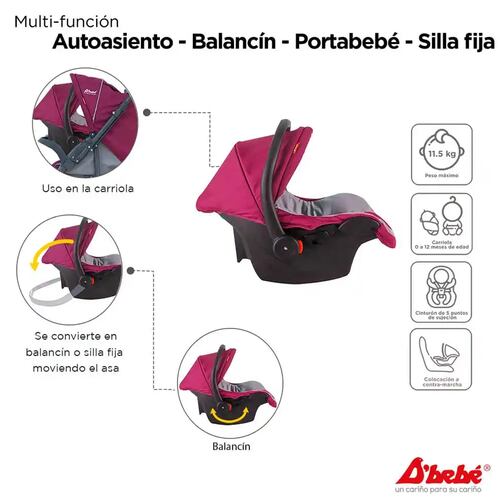 Carriola D`Bebe Travel System Star Baby Rosa.