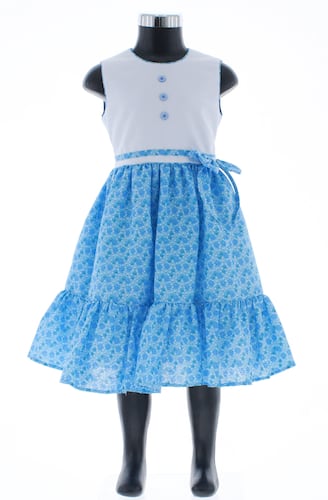 Vestido Niña Azul Cielo Floreado 3419 2 a 10 años