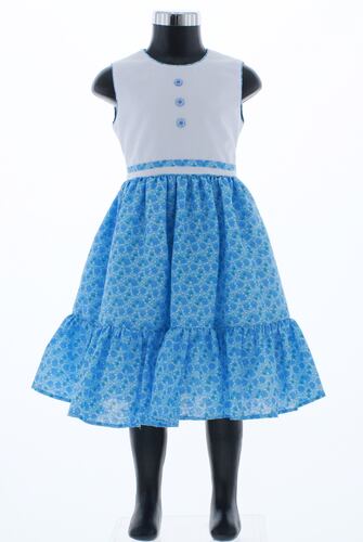 Vestido Niña Azul Cielo Floreado 3419 2 a 10 años