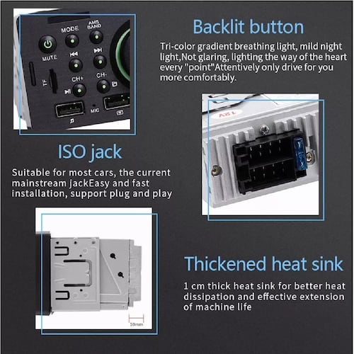Auto Estereos Pantalla Táctil 1 Din Bluetooth Usb Cámara