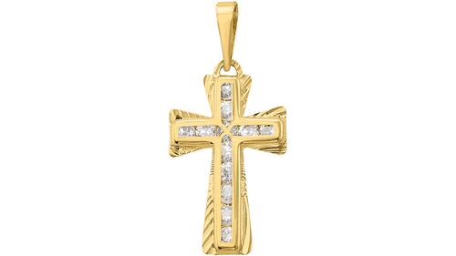 Dije Cruz Ancha Diamantada 10K - 3688