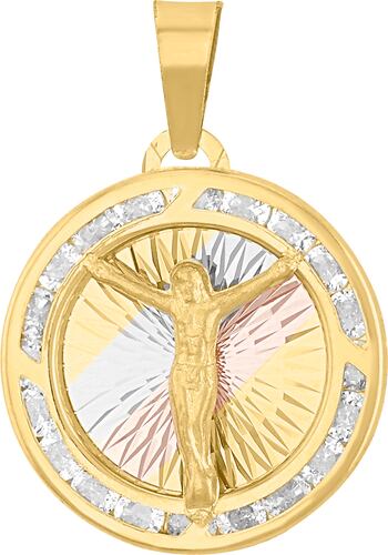 Medalla Cristo 3 Colores Rayos 10K - 3739