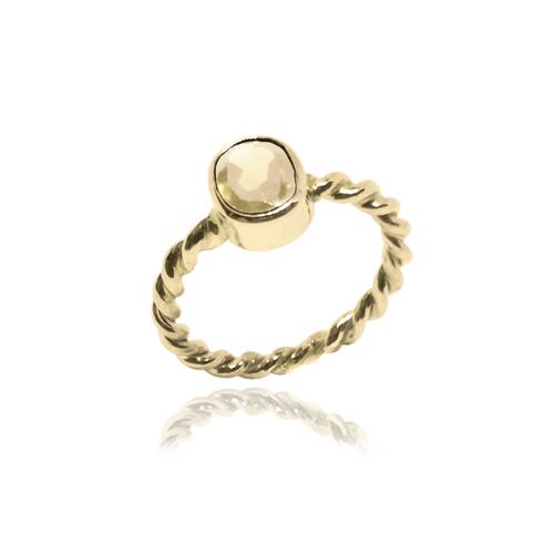 Anillo Bejuco de plata con baño de oro y cuarzo amarillo, Colección Bejuco, Joyería para Mujer de Anante Joyería