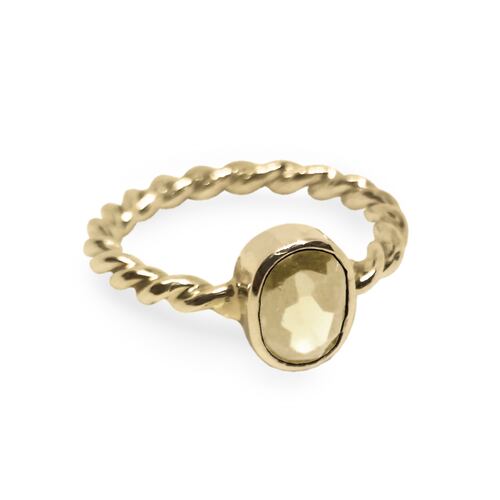 Anillo Bejuco de plata con baño de oro y cuarzo amarillo, Colección Bejuco, Joyería para Mujer de Anante Joyería