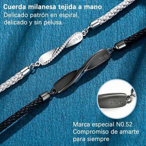 Pulseras para Pareja Par Negro con Plateado.