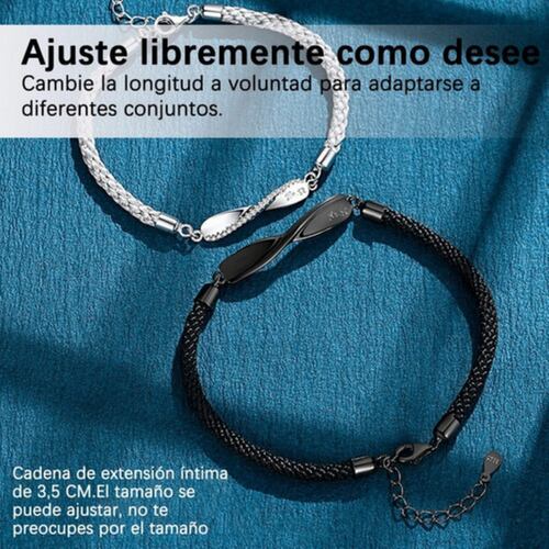 Pulseras para Pareja Par Negro con Plateado.