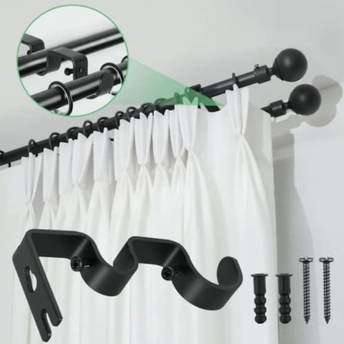 Soporte Set 3 Cortinero Para Pared Ajustable Gancho Doble