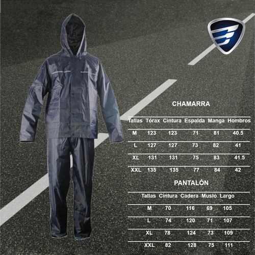 Impermeable Motociclista Italika chamarra gorro y pantalón T-L.