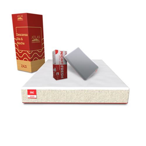 Colchón Matrimonial en Caja Zazi + Almohada en Caja de Memory Foam