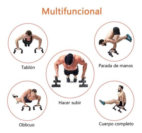 Par De Barras Para Hacer Metal Lagartijas Gym Negro Rojo