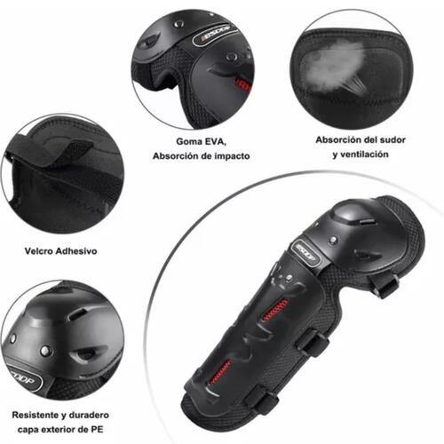 Rodilleras y Coderas Para Motociclista Negro con Rojo