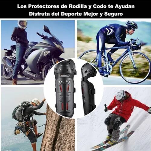 Rodilleras y Coderas Para Motociclista Negro con Rojo