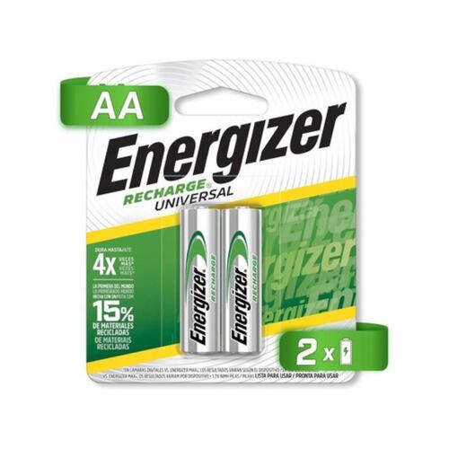 Pilas Baterías Energizer Recargables 2 piezas AA 2000 mAh.