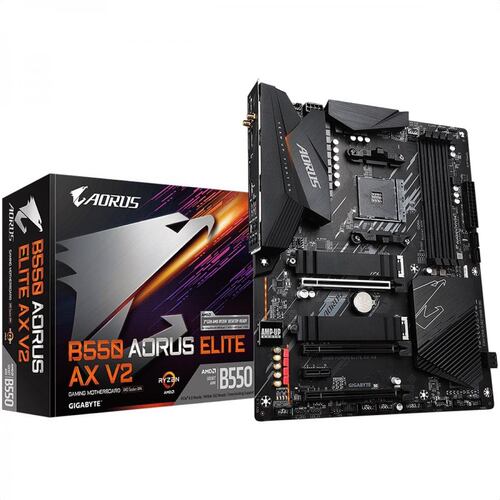 Tarjeta Madre GIGABYTE B550 AORUS ELITE AX V2 DDR4 PCI-E WiFi BT Socket AM4.