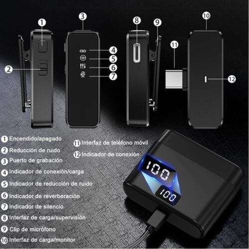 Micrófono Lavalier Solapa Inalámbrico Para iPhone Y Android