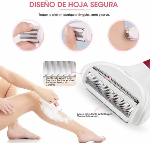 Maquinilla De Depiladora Eléctrica Facial Recargable 5 En 1 Rosa