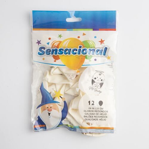 Globo Impreso Mi Bautizo 12 Piezas Blanco No 9/10 Selanusa