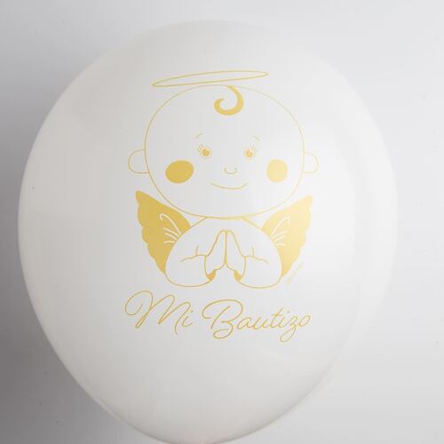 Globo Impreso Mi Bautizo 12 Piezas Blanco No 9/10 Selanusa