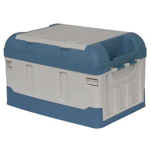 AGBOX Caja Almacenamiento Plegable Organizador Con Tapa 41 Litros Azul con Blanco  AG-CAPLEAB.