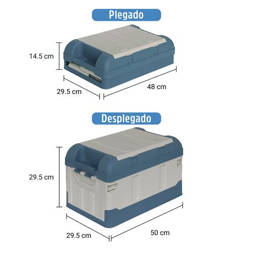 AGBOX Caja Almacenamiento Plegable Organizador Con Tapa 41 Litros Azul con Blanco  AG-CAPLEAB.
