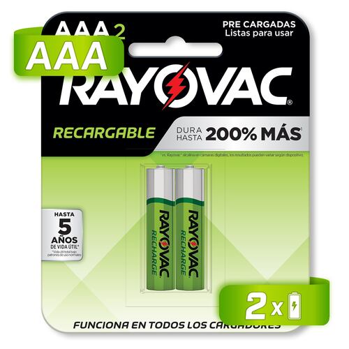 Pilas Baterías Rayovac Recargables 2 Piezas AAA 600 mAh
