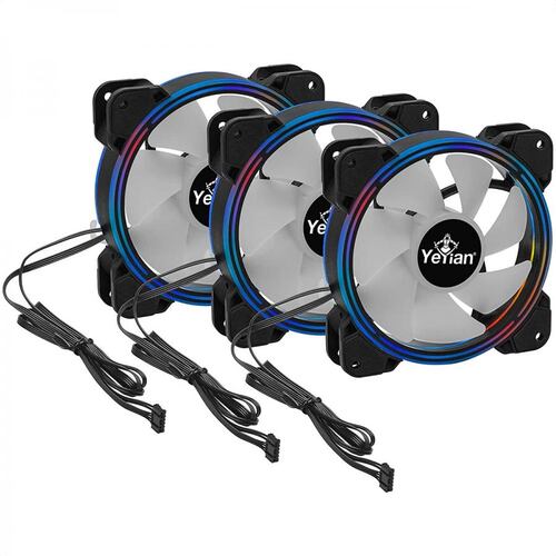 Kit YeYian ARGB 3 Ventiladores 120mm + 2 Tiras LED + Control TYPHOON LII MASTER YCF-3KFS-01.