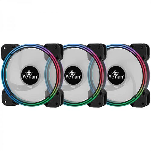 Kit YeYian ARGB 3 Ventiladores 120mm + 2 Tiras LED + Control TYPHOON LII MASTER YCF-3KFS-01.