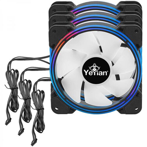Kit YeYian ARGB 3 Ventiladores 120mm + 2 Tiras LED + Control TYPHOON LII MASTER YCF-3KFS-01.