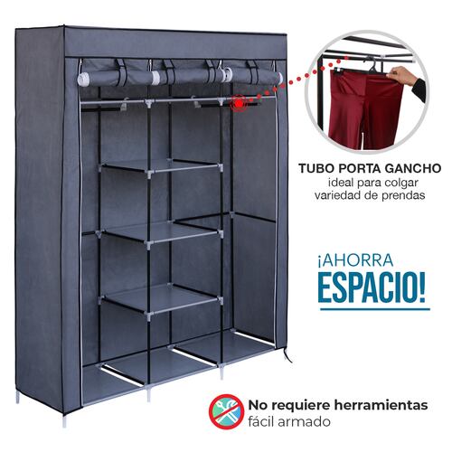 AGBOX Closet Armable Ropero Organizador De Ropa Récamara 1.70mts Gris AG-CW29GN