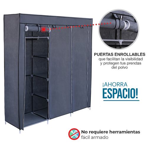 AGBOX Closet Armable Ropero Organizador De Ropa Récamara 1.70mts Gris AG-CW29GN