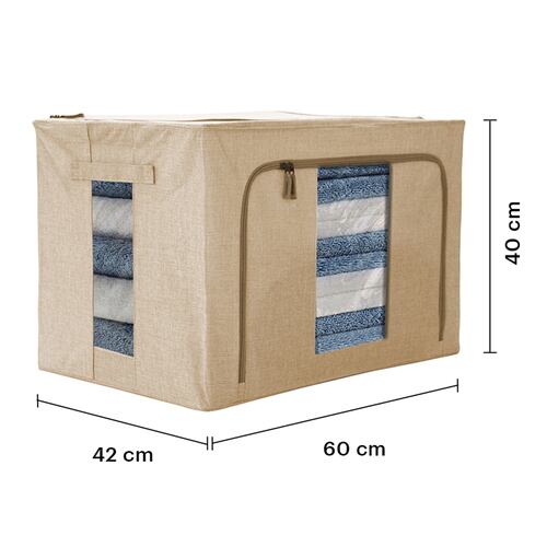 AGBOX Set De 2 Cajas Flexibles de Almacenamiento y Organizacion Beige BLA02B