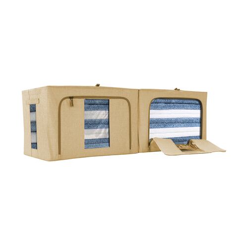 AGBOX Set De 2 Cajas Flexibles de Almacenamiento y Organizacion Beige BLA02B