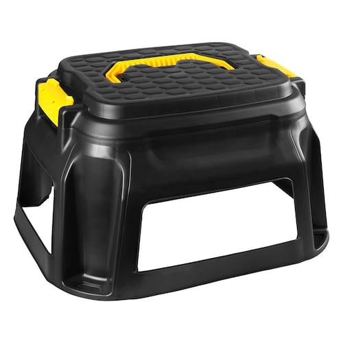 AGBOX Caja Banco Taburete Para Trabajo Pesado Con Portaherramientas Strata Negro AG-HW125.