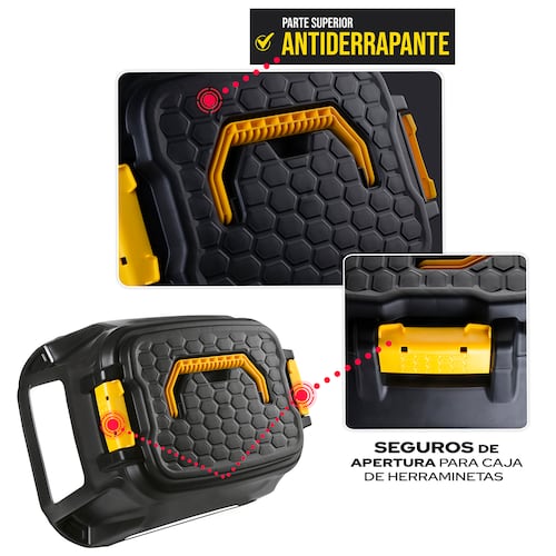 AGBOX Caja Banco Taburete Para Trabajo Pesado Con Portaherramientas Strata Negro AG-HW125.